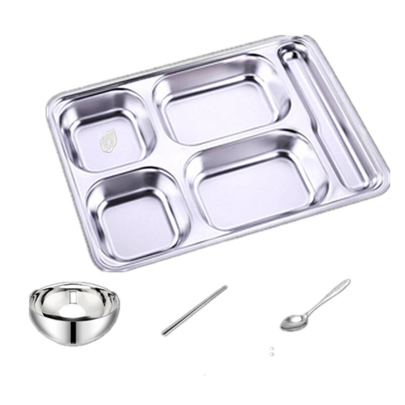 304 Stainless Steel Divided Lunch Box Set with Utensils