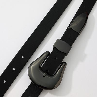 Modischer, Eleganter und Klassischer Europäischer und Amerikanischer Damen-Textur-Pistolen-Gürtel, Schwarze Große Schnalle, Hochwertiger PU-Gürtel