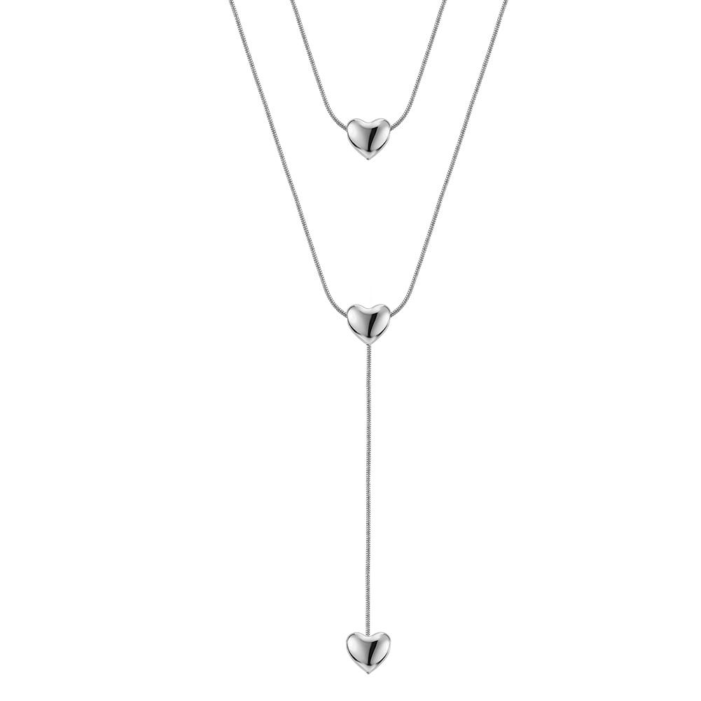 

EFFIE QUEEN Heart 18K Gold Plated Long Chain Necklace Y-shaped Geometric Drop Pendant Stainless Steel Collar Jewelry STKN31