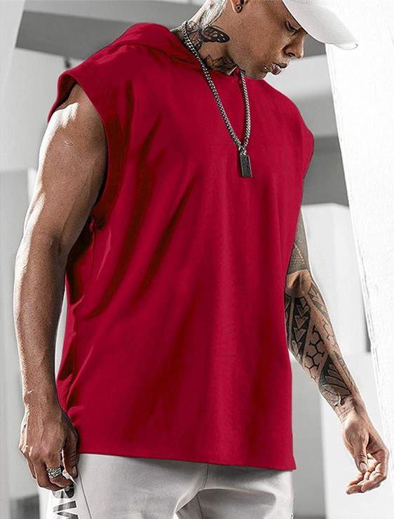 Men's Sleeveless Hooded Sports Vest - Casual European & American Style, Plus Size, Loose Fit