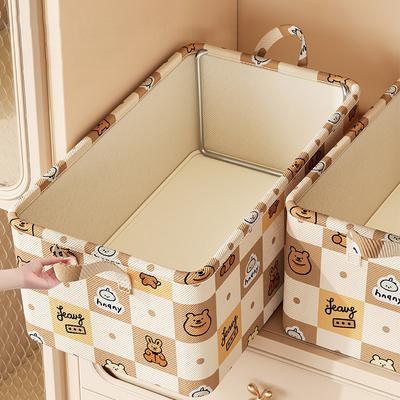 Neue Cartoon Bär Stahlrahmen Kleideraufbewahrungsbox Wohnheim Aufbewahrungskorb Kleiderschrank Kleideraufbewahrung Stoffaufbewahrungsbox