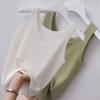 Women Summer Vest O-neck Sleeveless Slim Fit Tank Tops Solid Color Ice Silk Ribbed Pullover Tops Streetwear