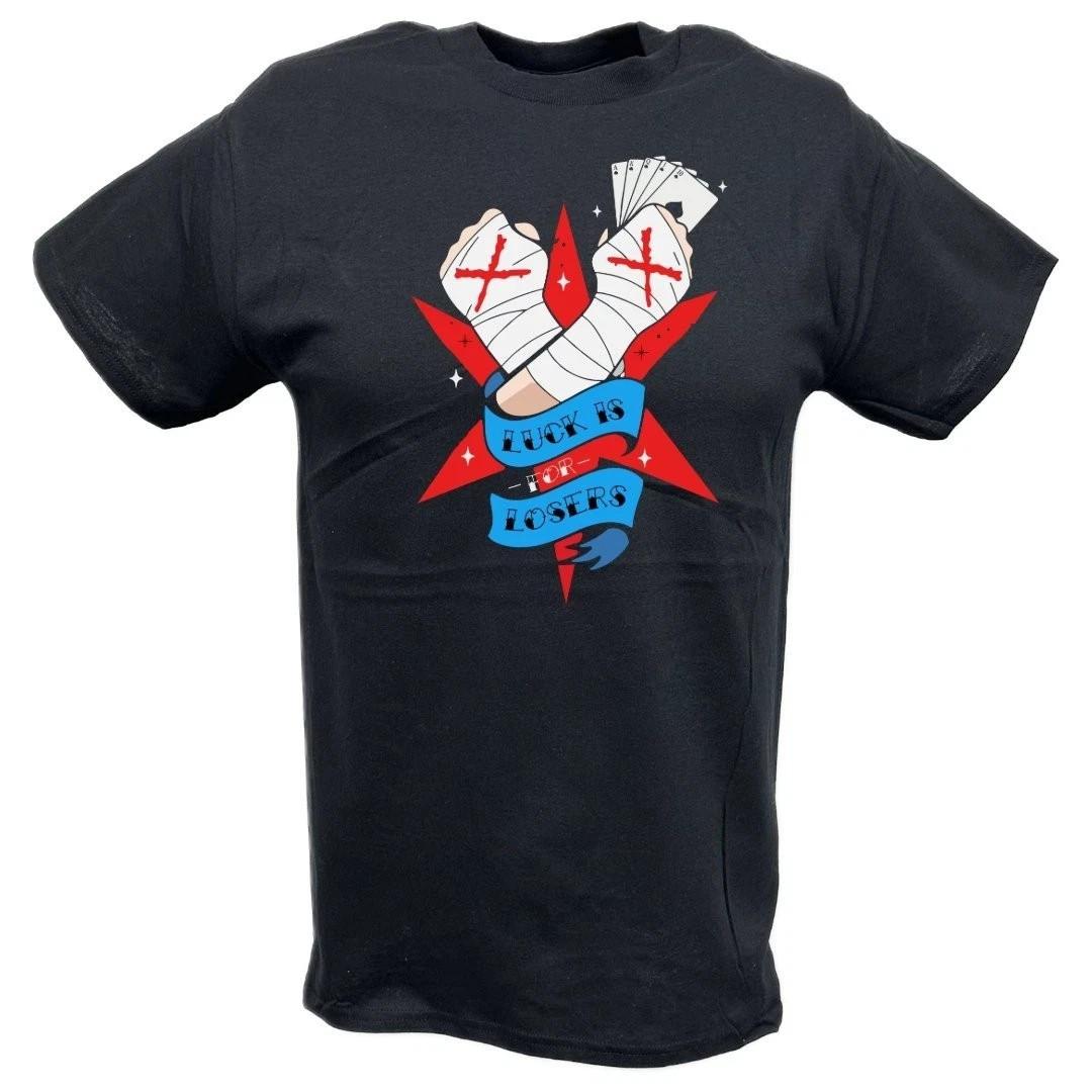CM Punk Luck is for Losers White Fists T-shirt S