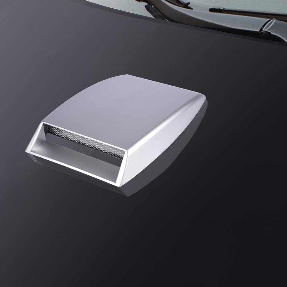 Qiilu Universal Car Air Intake Scoop Bonnet Vent Sticker Cover Hood Silver