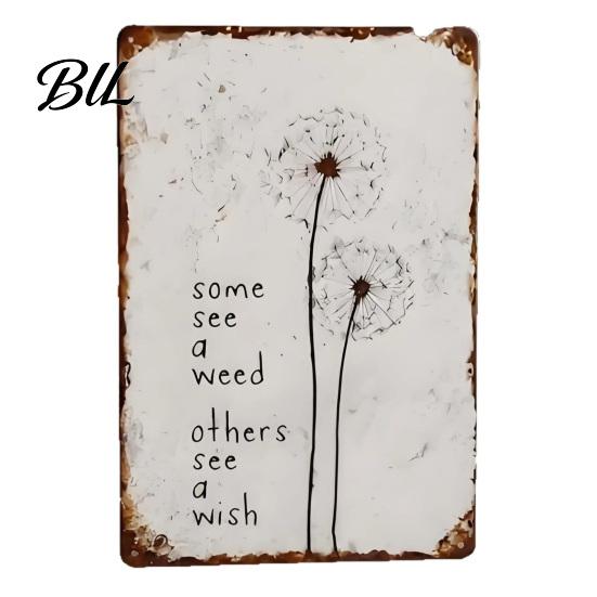 Metal Garden Sign Dandelion Wall Decoration Vintage Rusty Wish Art Indoor Outdoor Home Office Living Room Decorative Classroom S A