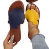 Fashion Sandalias De Mujer Large Size Color Matching Flat-bottomed Slippers Women's Leaf Upper Wear Beach Cool Slippers