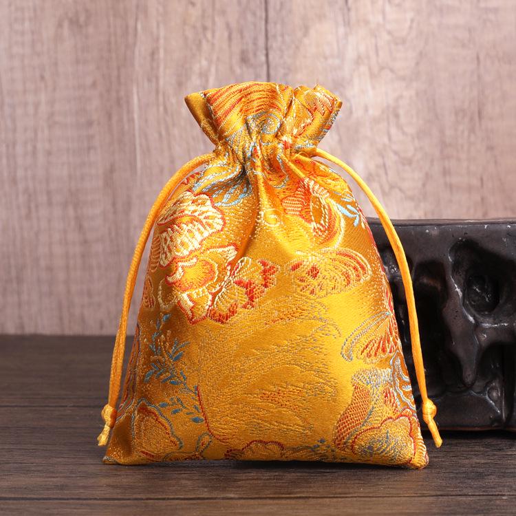 

Handmade Brocade Drawstring Pouch for Jewelry, Beads, and Small Items 10*14 cm empty bag