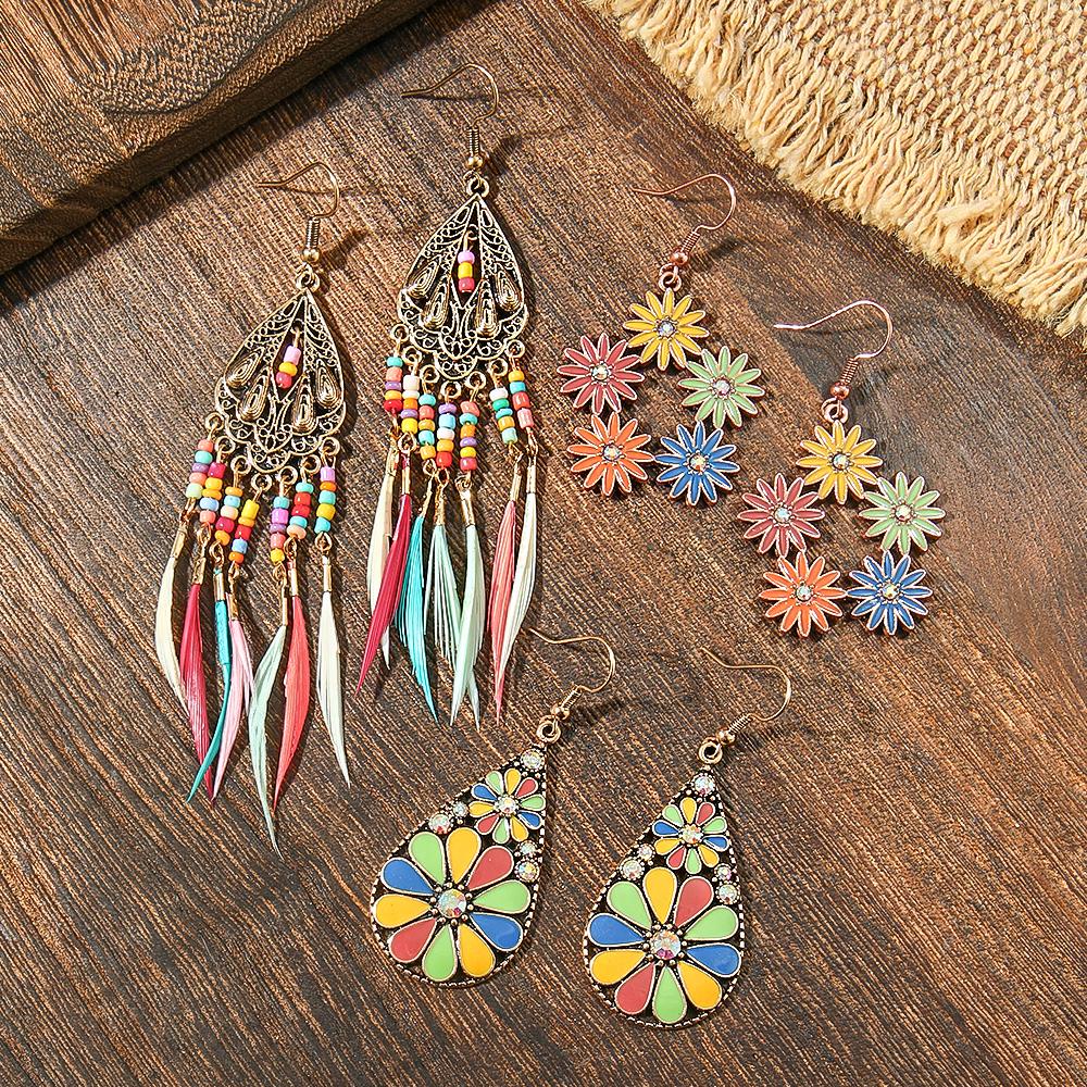 

Женский винтажный набор цветных серег-подвесок, бохо, эффектные кисточки, шикарные праздничные подарки, украшения для вечеринок, для повседневной носки, универсальные
