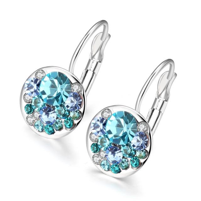 Crystals Heart Pendant Eardrop Earrings Made With Austrian