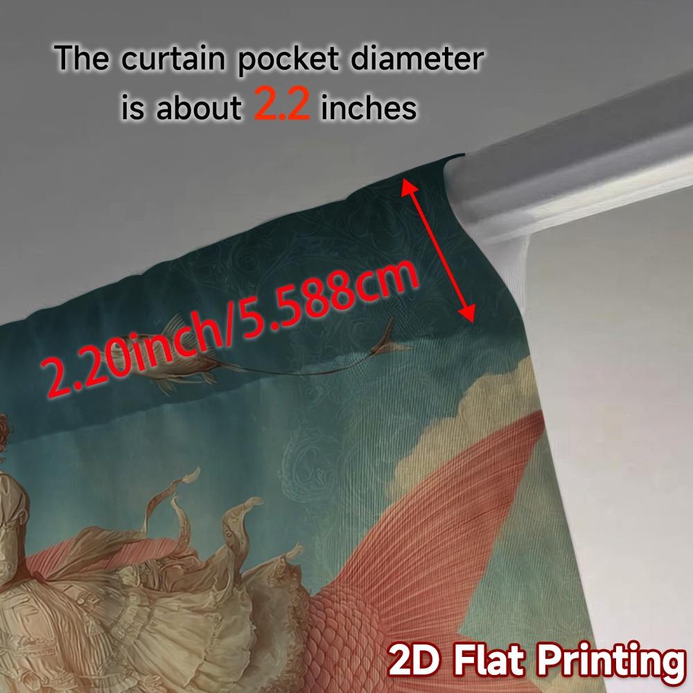 2pcs, 2D FLAT PRINTING Curtains (Without Rod) DreamyFishRide Contemporary Popular Curtains Yarn Curtains Art Deco Festive