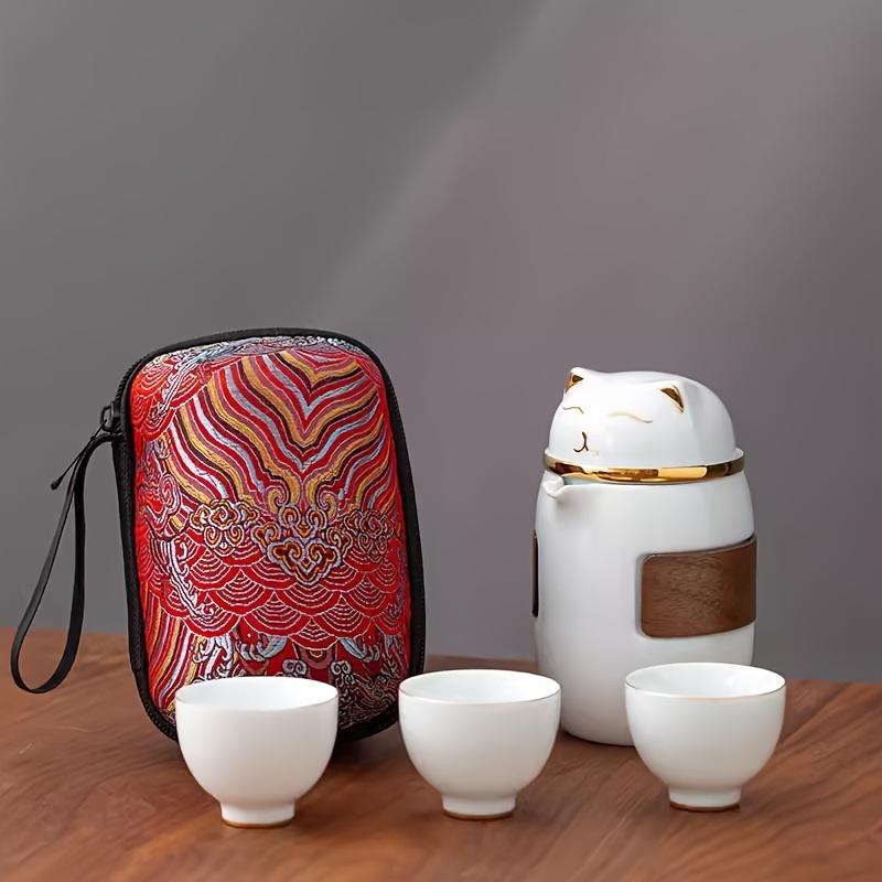 1 Set Ceramic Tea Set Quick Guest Cup Kung Fu Tea Set Portable Travel Outdoor Tea Set Perfect For Home Office Meetings Socializing Outings Meditation