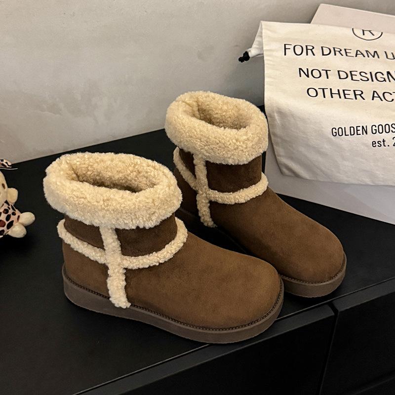 

Супер огонь сапоги из овечьей шерсти женские зимние 2025 новые набивные утолщенные теплые хлопковые сапоги водонепроницаемые и нескользящие хлопковые туфли 40 темно-коричневого