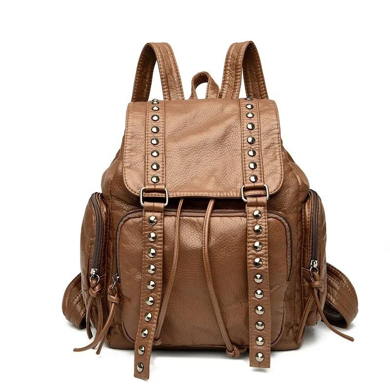 Zaini Moda con Borchie per Donna Borse a Spalla Pelle Morbida Daypack Borsa da Viaggio Grande Capacità Zaino Scolastico Zaino Donna