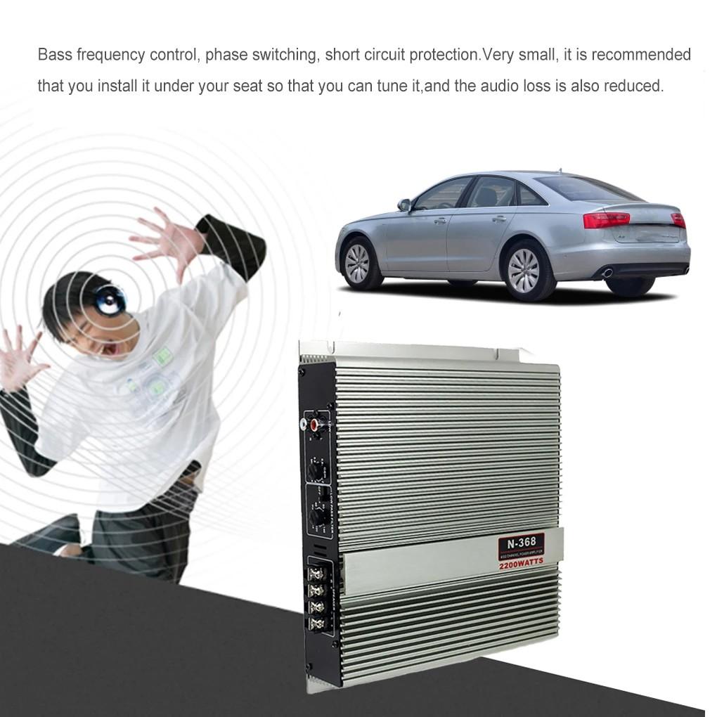 2-Channel 12V Car Power Amplifier Class A/B Digital Stereo Surround Passive Subwoofer Audio Player for Cars Max 2200W