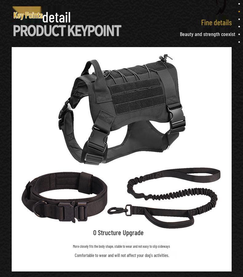 Adjustable Tactical Dog Vest & Leash Set - Anti-Shock for Large Dogs
