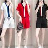 Shorts Casual Suit for Women Summer Fashion Korean Style Loose Slim Collar Fashionable Sports Two-piece Set