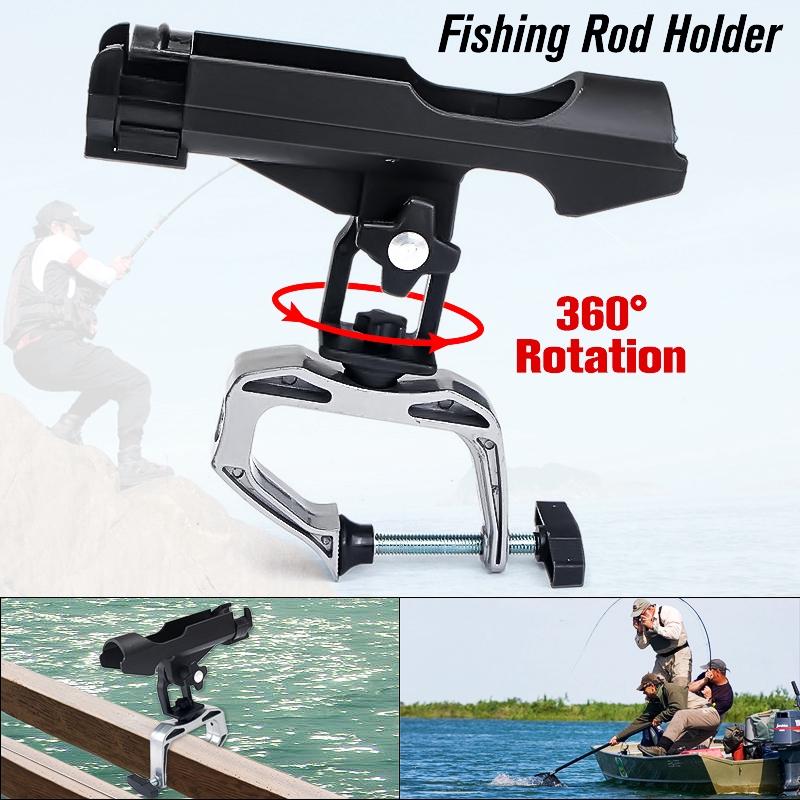 Rotatable 360 Degree Spinning Fishing Rod Fixed Holder Boat Fence Mount Kit Kayak Side Sea Fish Tackle Accessory Tools Black