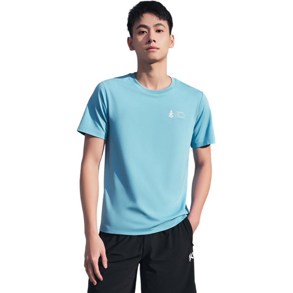 Anta Basketball Series Printed Letter Crew Neck Pullover Sports Short Sleeve T-Shirt Men T-Shirt Mallow-Green 152421102-2