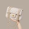 2025 New Women's Bag Genuine Leather Single Shoulder Crossbody Bag Fashionable High-end Quilted Chain Small Square Bag