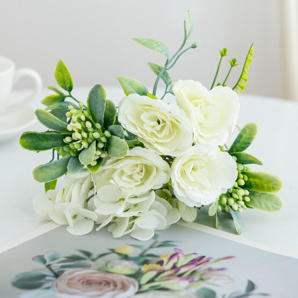 

Landscape Simulated Flowers Peony Bridal Bouquet Fashion Artificial Rose Flower Home Decor білий