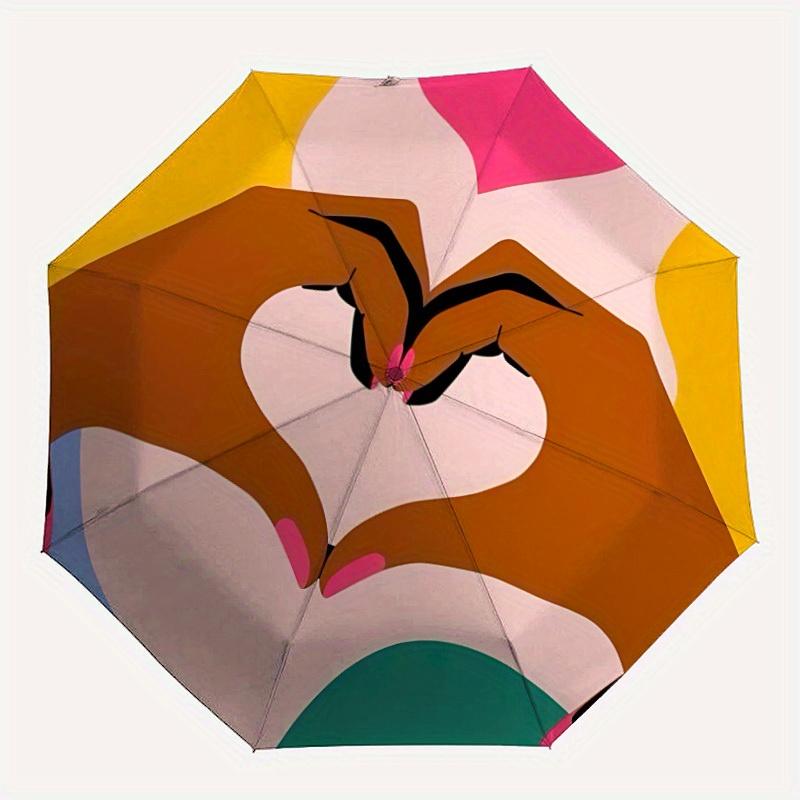 

1pc Heart Hands Automatic Open/Close Umbrella, Umbrella with cartoon Design, Portable Compact Umbrella for Men & Women, Good Holiday Gift yy