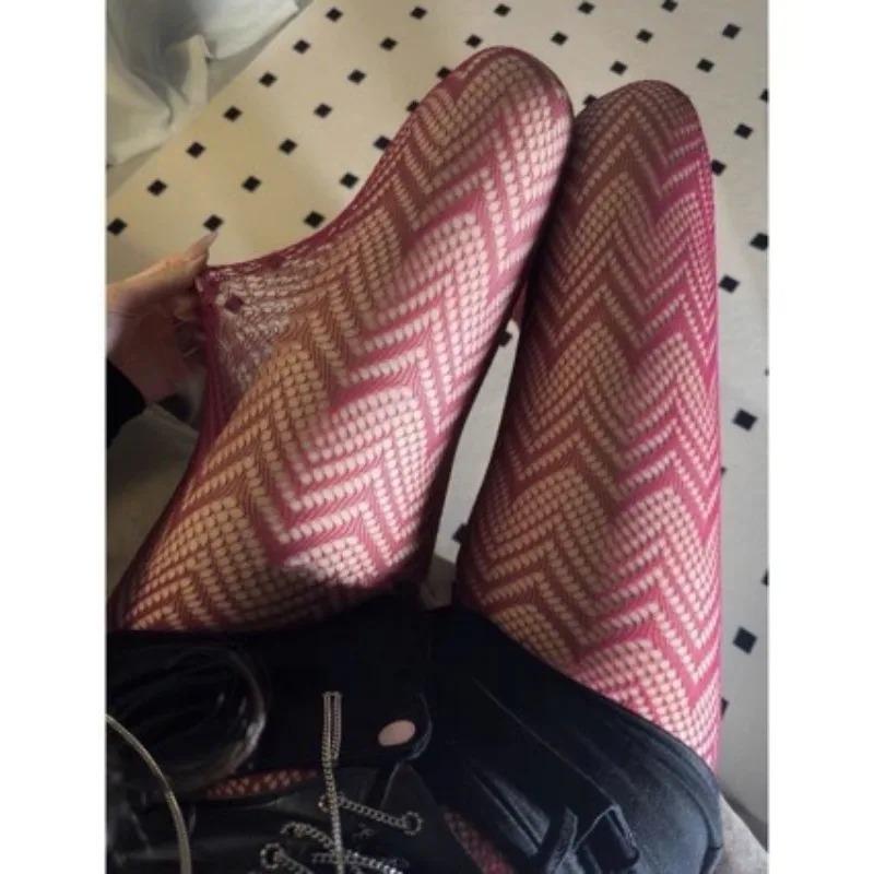 Strümpfe Damen Neu Hohe Taille Netzstrumpfhose Schwarz Weinrot Durchsichtige Netzstrumpfhose Ausgeschnitten Stilvoll Bequem Strumpfhose