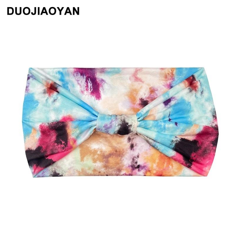 Knot Headband, Color Blocked Pattern Printed Sports Headband, Fashionable Polka Dot Wide Edge Elastic Headband