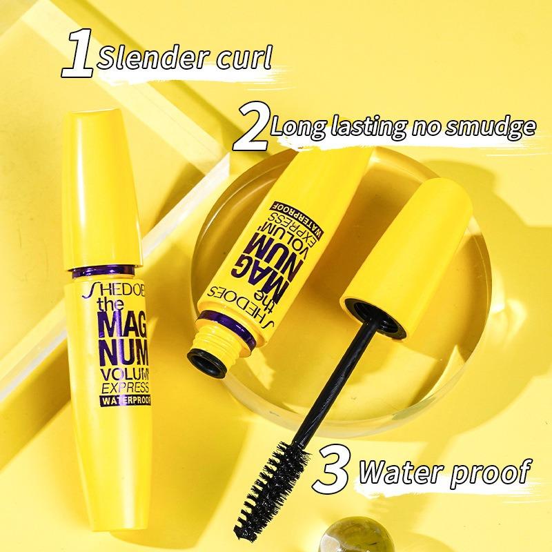 1PC popular yellow fat mascara waterproof, slender, curled and dense, natural and long-lasting, non-smudging