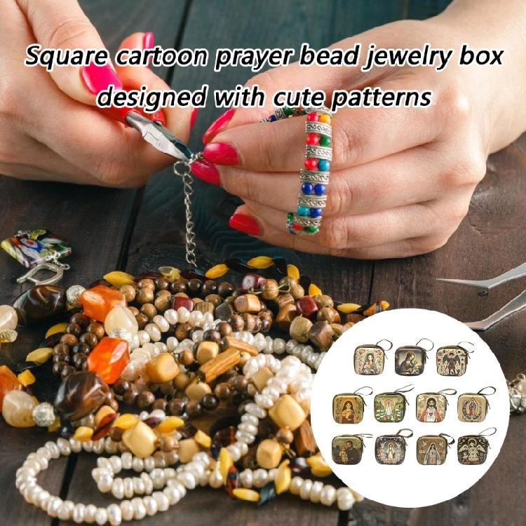 Catholic Rosary Pouch Religious Jewelry Storage Box Rosary Prayer Bag with Zippers Closures Coin Purses for Earrings
