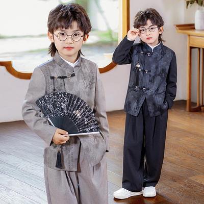 Kids' New Chinese Embroidery Outfit - Spring/Autumn Dress & Boys' Hanfu for Performances