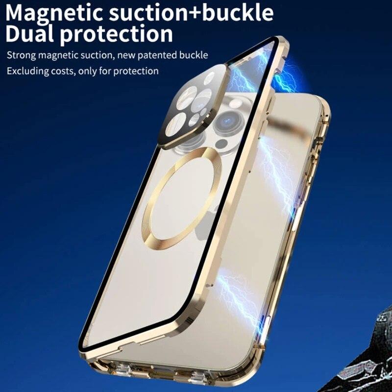 MagSafe Wireless Charging Anti-Peeping Privacy Case For iPhone 15 14 13 12 Pro Max Double Sided Glass Camera Lens Protect Cover