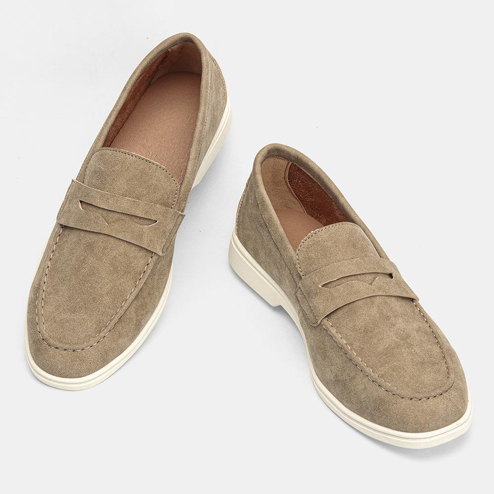 

Summer Slip-on Casual Shoes For Men Fashion Designer Suede Brown Man Moccasins Lightweight Men s Loafers Non-slip Driving Shoes 39 хаки