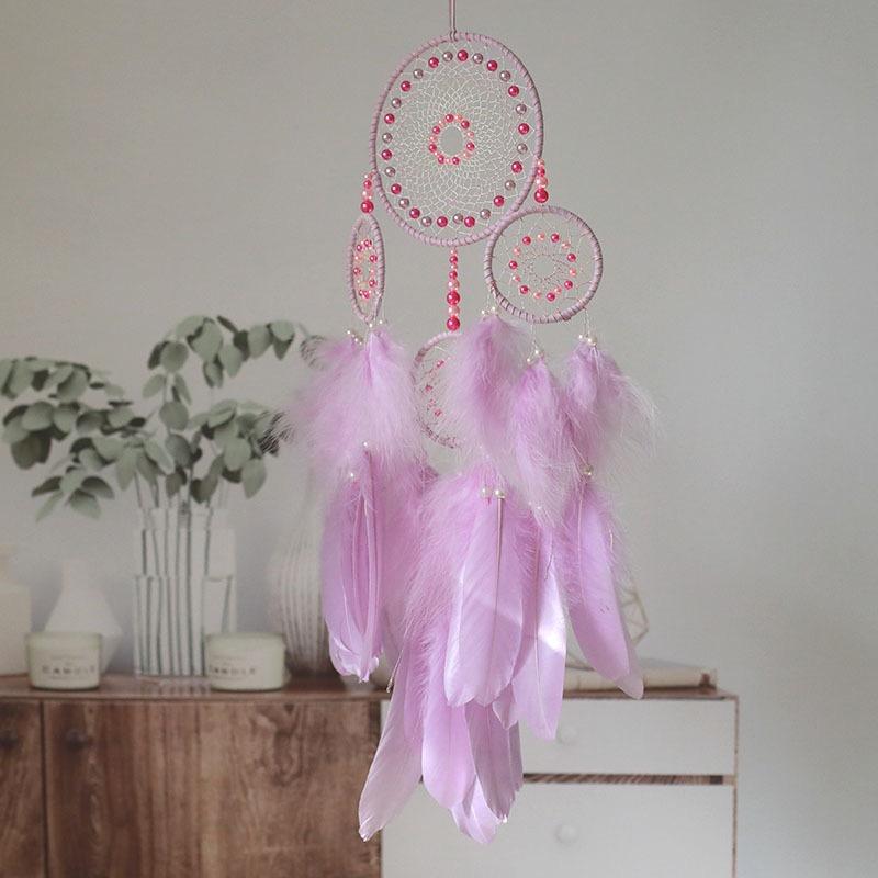 Green Feathers Dream Catcher Large Window Hangings Handmade Wind Chimes Bedroom Decorations For Girls Birthday Gifts