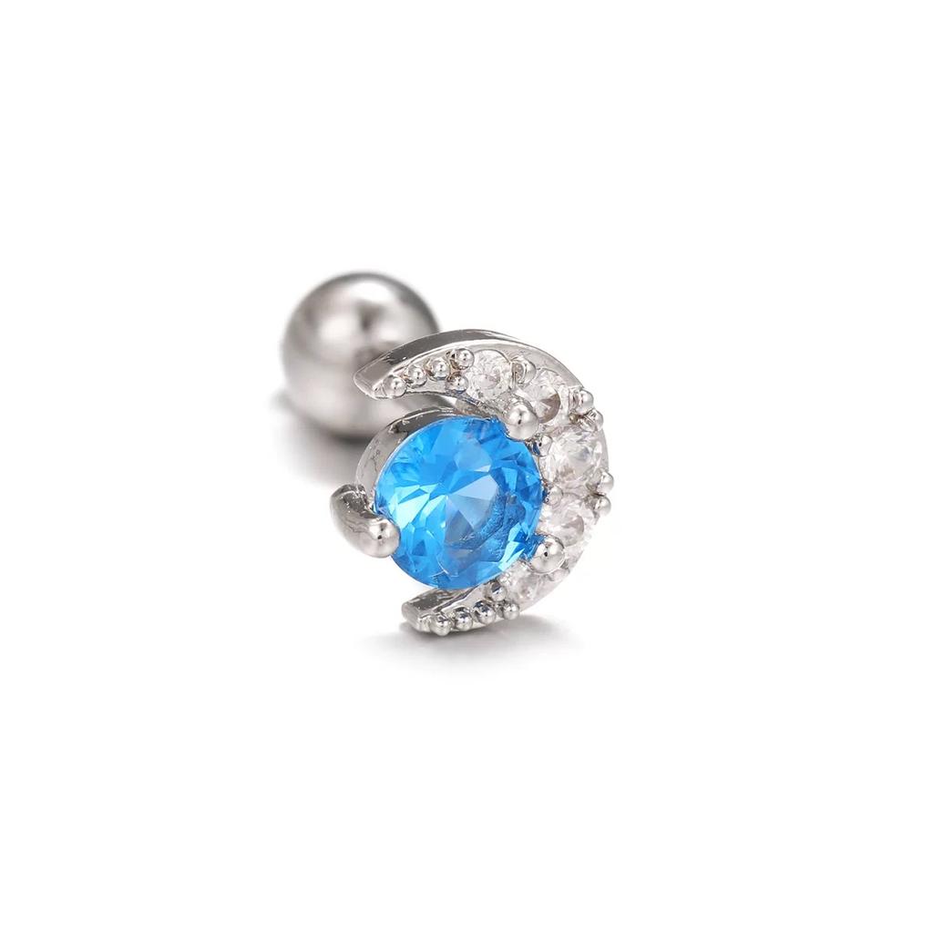 1PC Fashion Moon Ear Cartilage Piercing Earrings Women Stainless Steel Conch Tragus Flower Dinosaur Stud Earrings Body Jewelry