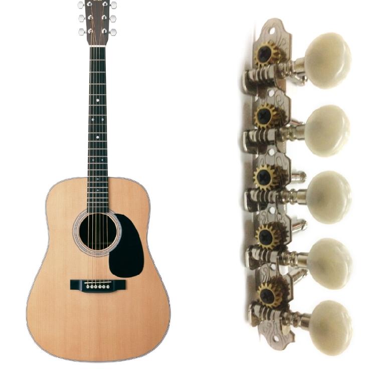 5L/5R Guitar Tuning Keys Tuners Machine Head 10 String Gold Plated Single Hole