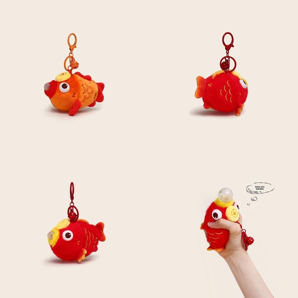 Koi Fish Plush Key Holder With Bubble Motif For Keys And Bag Accessories