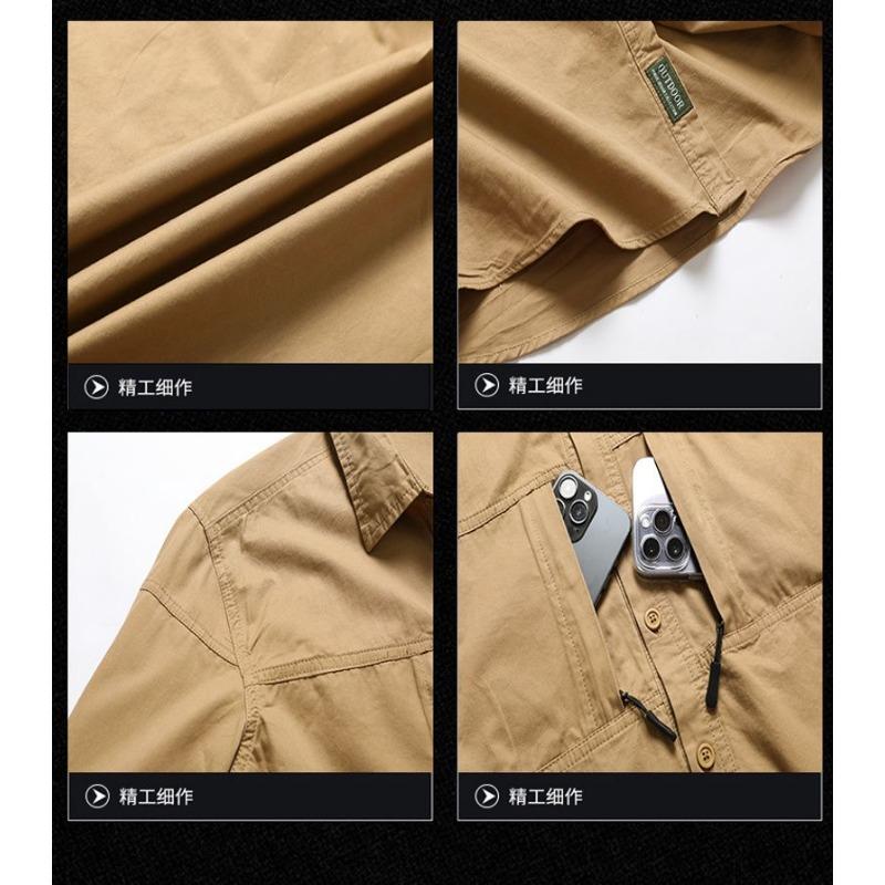 Autumn New Men's Quick-drying Tactical Long-sleeved Shirt Outdoor Workwear Loose Multi-pocket Harajuku Lapel Shirt