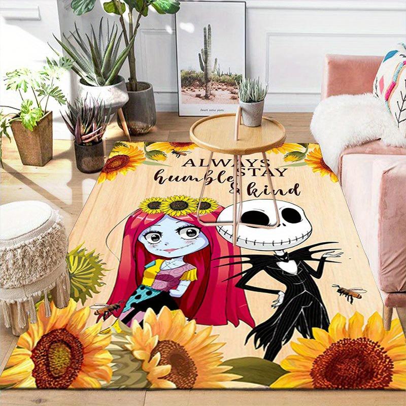 1pc Disney Jack Skellington Pattern Carpet Area Rug Non-slip Carpet Hand Washable Floor Mat Suitable For Living Room Bedroom Home Decor