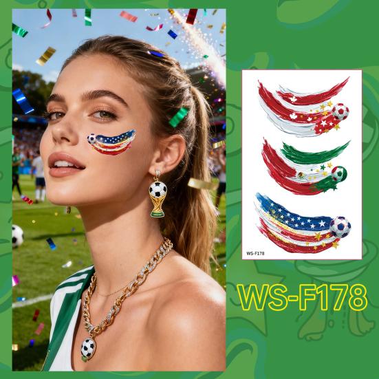 Wasserdichte Tattoo-Aufkleber Schweißfeste Temporäre Tattoos für Club-Events Partys Fußballfans Make-up Gesichtskleber