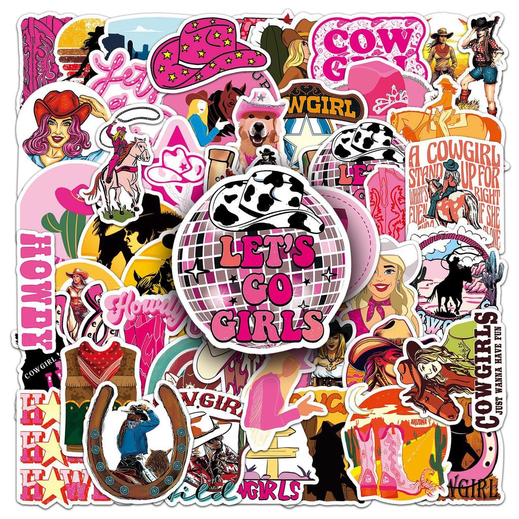 50 Pictures of Cowgirl Personalized Graffiti Decorative Skateboard Suitcase Guitar Computer Stickers