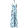 Bohemian Summer Sexy Sexy Print V-neck Lace up Halterneck Split Backless Mid Length Long Length Dress Dress