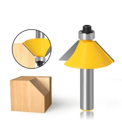 8mm 6.35mm Shank Edge Chamfering Router Bit With Bearing Trimming 45 Degree Woodworking Milling Cutter Wood Cutting Tool