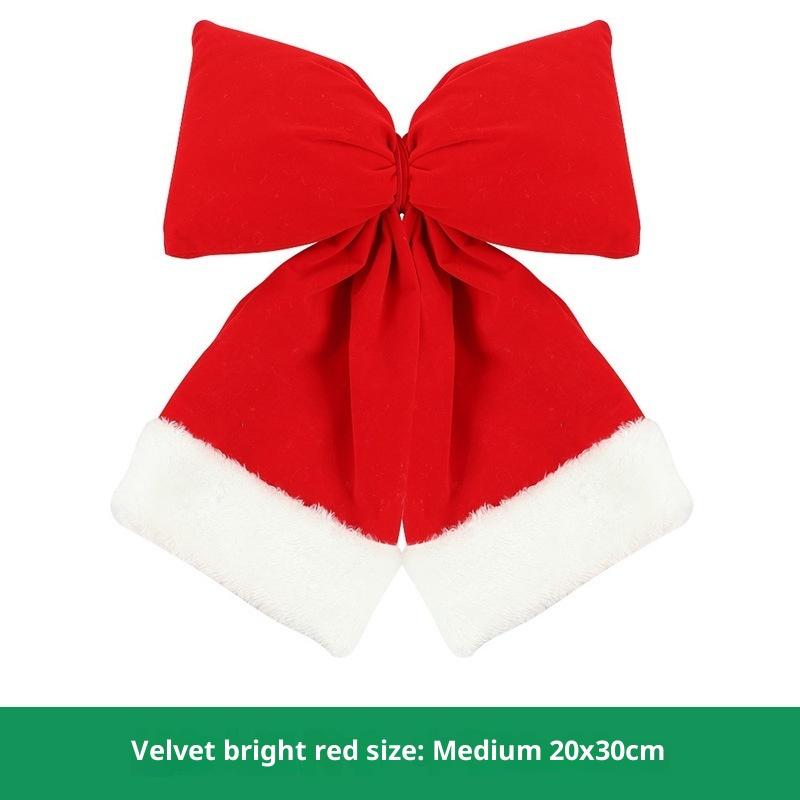 Christmas Solid Color Plush Bow Pendant Creative Festival Home Background Decoration Ornaments Party Atmosphere Supplies