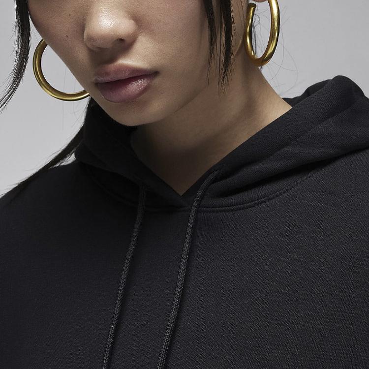 Jordan Alphabet Print Loose Long Sleeve Hoodie Women Tops Black FN5435-010