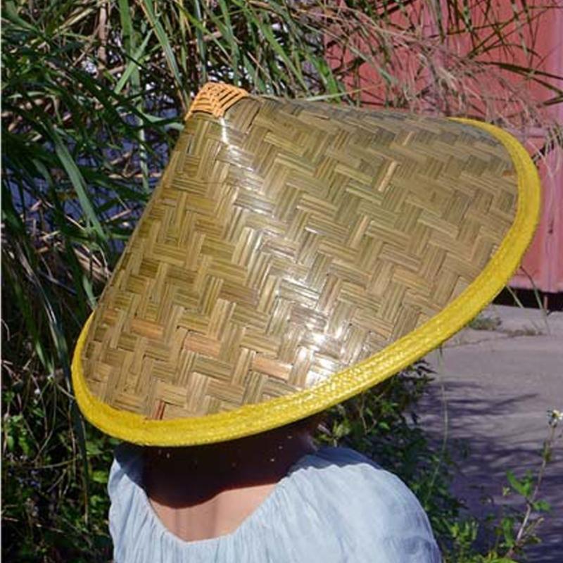 36cm Chinesischer Strohhut Asiatische Reiskappe Chinesische Orientalische Kappe Wasserdicht Verstellbarer Kinnriemen Stroh für den Urlaub