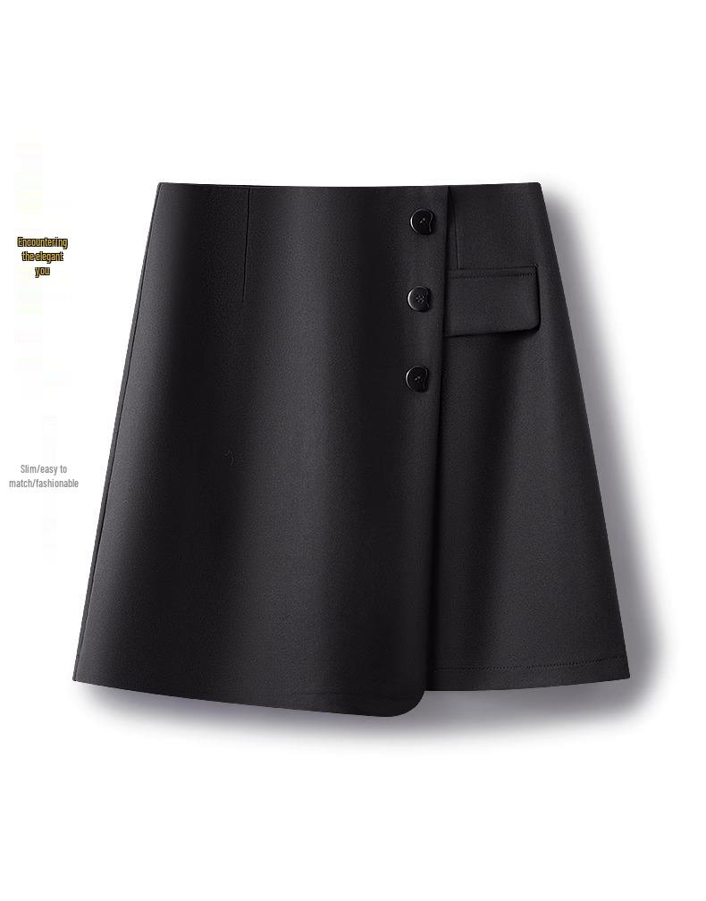 Women's High-Waisted A-Line Midi Skirt - 2025 Spring Collection, Anti-Exposure, Casual, Hip-Hugging Style