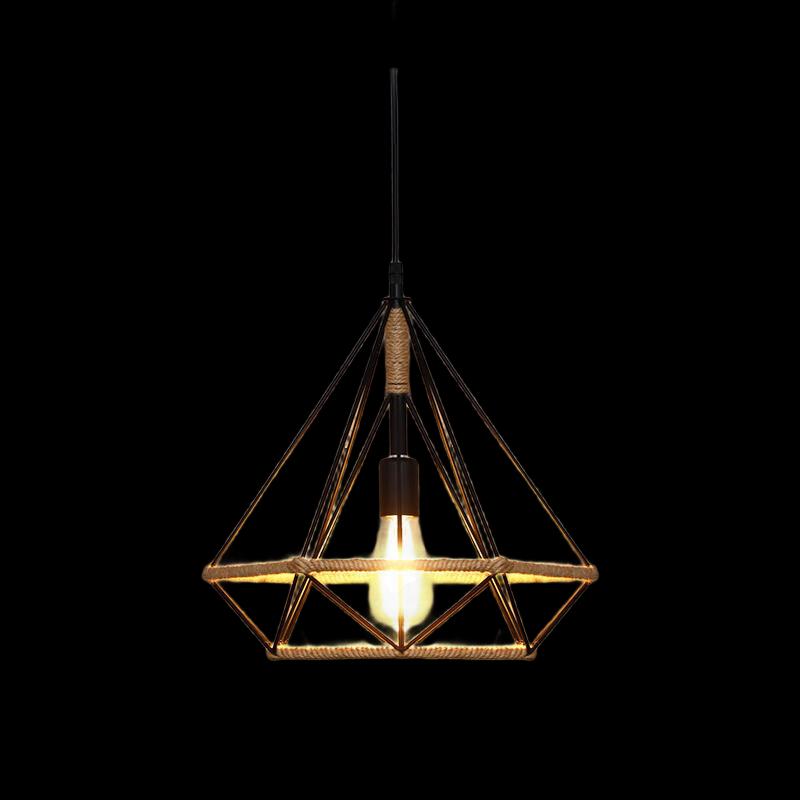 Vintage Industrial Hemp Rope Diamond Chandelier