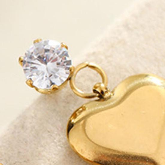 Women Necklace Heart Shape Charm Shiny Rhinestones Inlaid Drop Earrings Non-fading Sweater Necklace Jewelry Gift