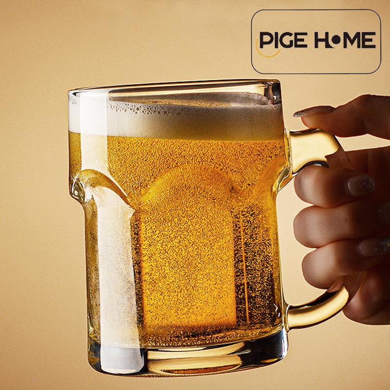PIGE HOME 500ML Şeffaf Bira Bardağı Kalınlaştırılmış Tek Saplı Bardak Ev Partisi İçki İçmek İçin Şarap Bardağı Viski Bardakları