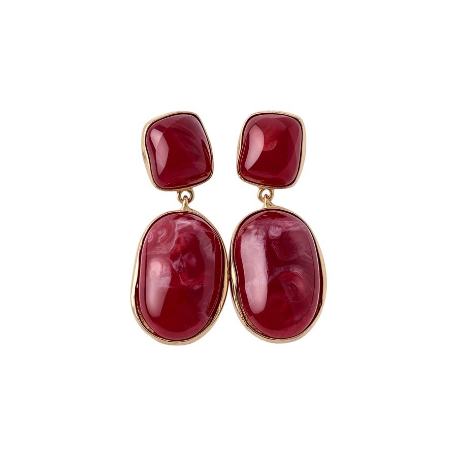 Silver Needle Retro Resin Marbled Oval Geometric Stud Earrings - Elegant, Simple Fashion Accessories for Women